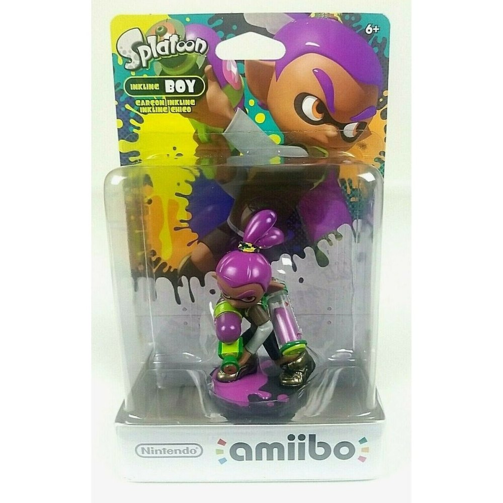 Inkling Boy amiibo Purple Hair Figure Super Smash Bros 2016 Sealed Fast Shipping